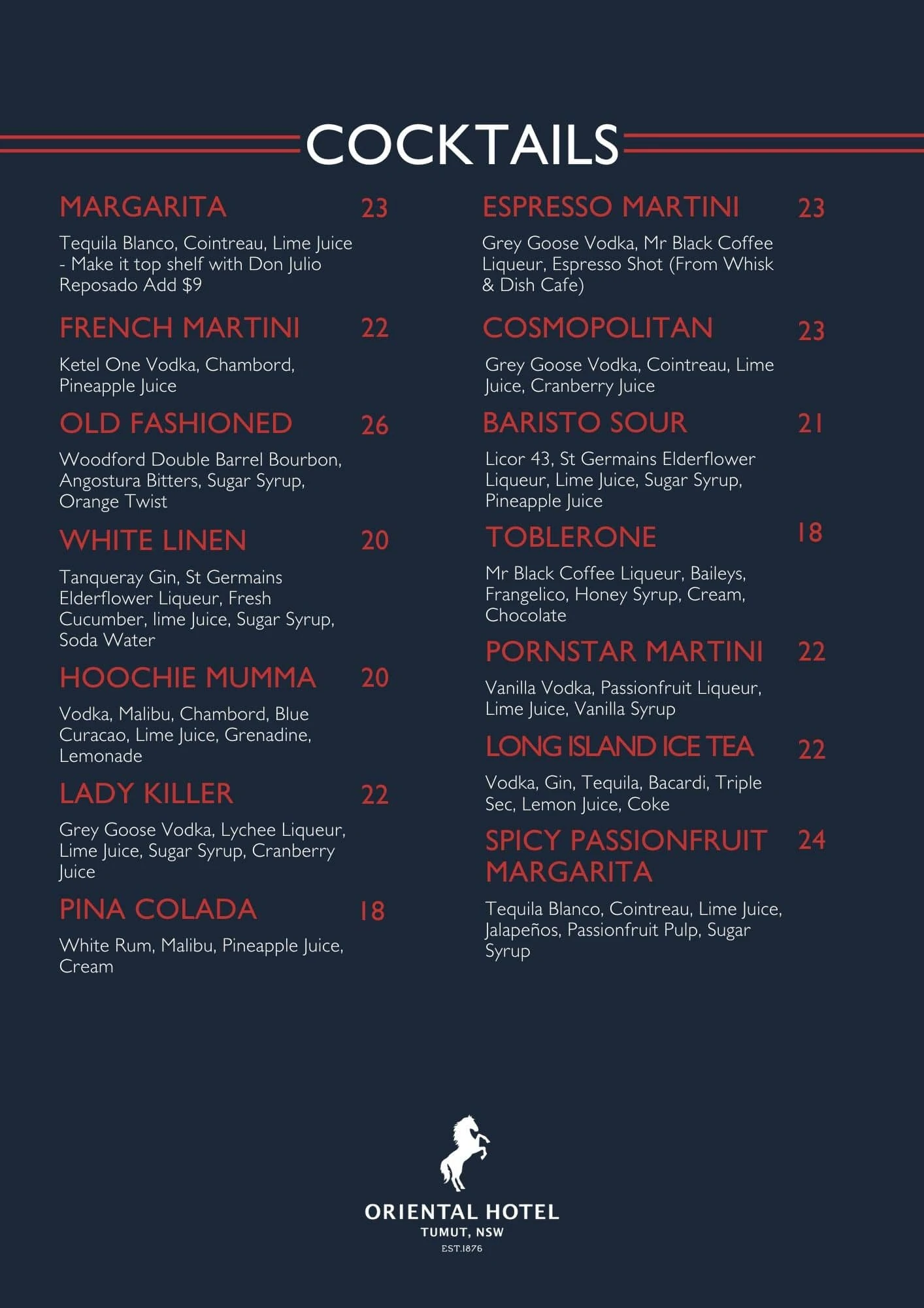 Tumut Pub Cocktails